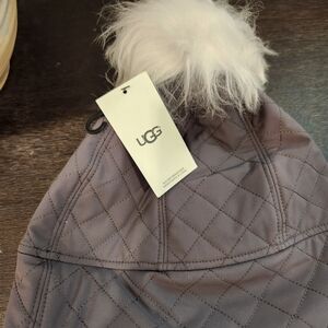 UGG Quilted Hat with Fluffy White Pom